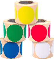 Набор этикеток FLEX-N-ROLL Круглые самоклеящиеся 50мм / VNB70-50-C40-3x0300 (1500шт, разноцветный) - 