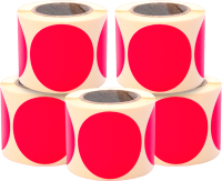 Набор этикеток FLEX-N-ROLL Круглые самоклеящиеся в виде точки 50мм / VNB03-50-C40-5x0300 (1500шт, красный) - 