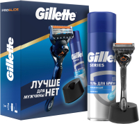 Набор для бритья Gillette Fusion ProGlide Flexball Станок+1 кассета+Гель для бритья Какао  (200мл, с подставкой для бритвы) - 