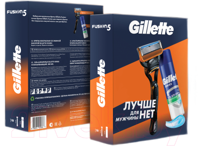 Набор для бритья Gillette Fusion Станок+1 кассета+Гель для бритья Успокаивающий (200мл)
