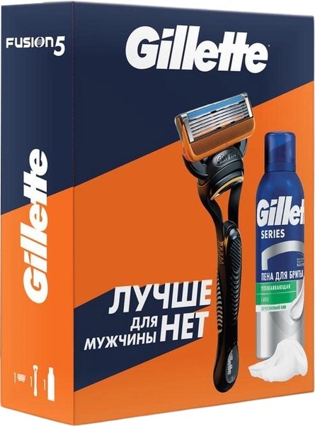 Набор для бритья Gillette Fusion Станок+1 кассета+Пена для бритья Успокаивающая (200мл)