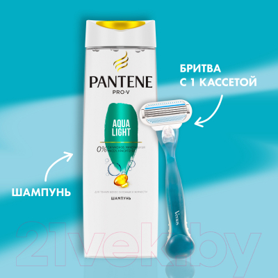 Подарочный набор Gillette Venus Smooth Станок+1 кассета+Шампунь Pantene Aqua Light