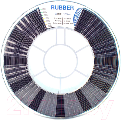 Пластик для 3D-печати REC Rubber 1.75мм 750г / rr6f2111 (черный)