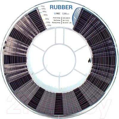 Пластик для 3D-печати REC Rubber 2.85мм 750г / rr6f2112 (черный)