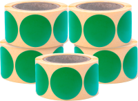 Набор этикеток FLEX-N-ROLL Круглые самоклеящиеся в виде точки 30мм / VNB06-30-C40-5x0300 (1500шт, зеленый) - 
