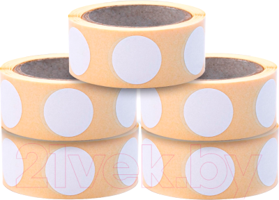 Набор этикеток FLEX-N-ROLL Круглые самоклеящиеся в виде точки 20мм / VNB01-20-C40-5x0300 (1500шт, белый)