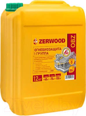 Защитно-декоративный состав Zerwood Огнебиозащита OBZ-I 1 группа (12кг)