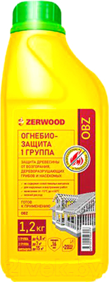 Защитно-декоративный состав Zerwood Огнебиозащита OBZ-I 1 группа (1.2кг)