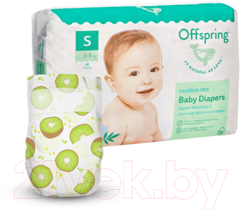 Подгузники детские Offspring S 3-6кг Киви / OF01S48KIW