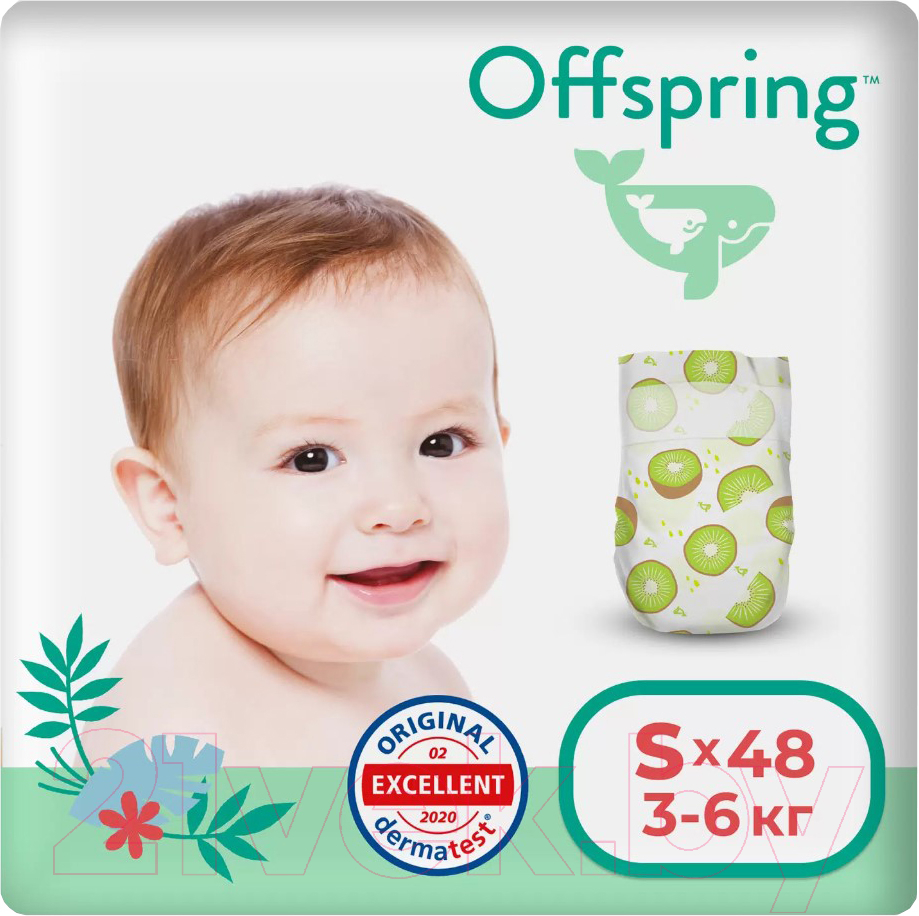 Подгузники детские Offspring S 3-6кг Киви / OF01S48KIW