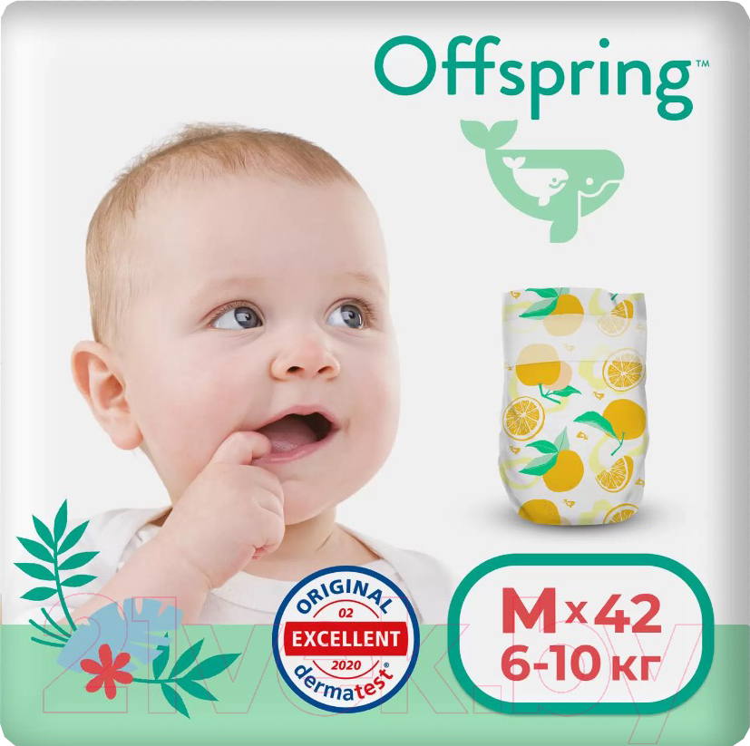 Подгузники детские Offspring M 6-10кг Апельсины / OF01M42ORG