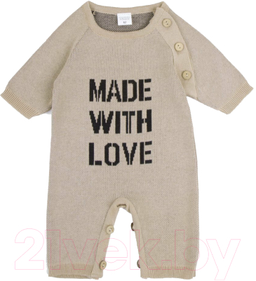 Комбинезон для малышей Amarobaby Pure Love Made / AB-OD23-PLM5/03-68 (бежевый, р.68)