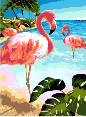 Картина по номерам Lori Фламинго на пляже / Рх-148