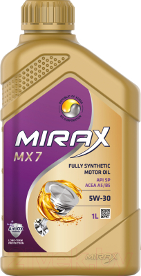 Моторное масло MIRAX MX7 SAE 5W30 API SP, ACEA A5/B5 / 607034 (1л)