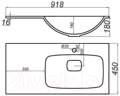 Изображение товара Умывальник Aqwella Malaga 90 R / Mal.09.04.D-R