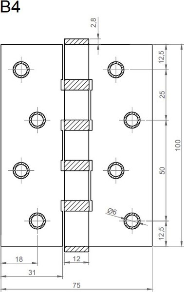Петля дверная Vantage B4 BL (черный)