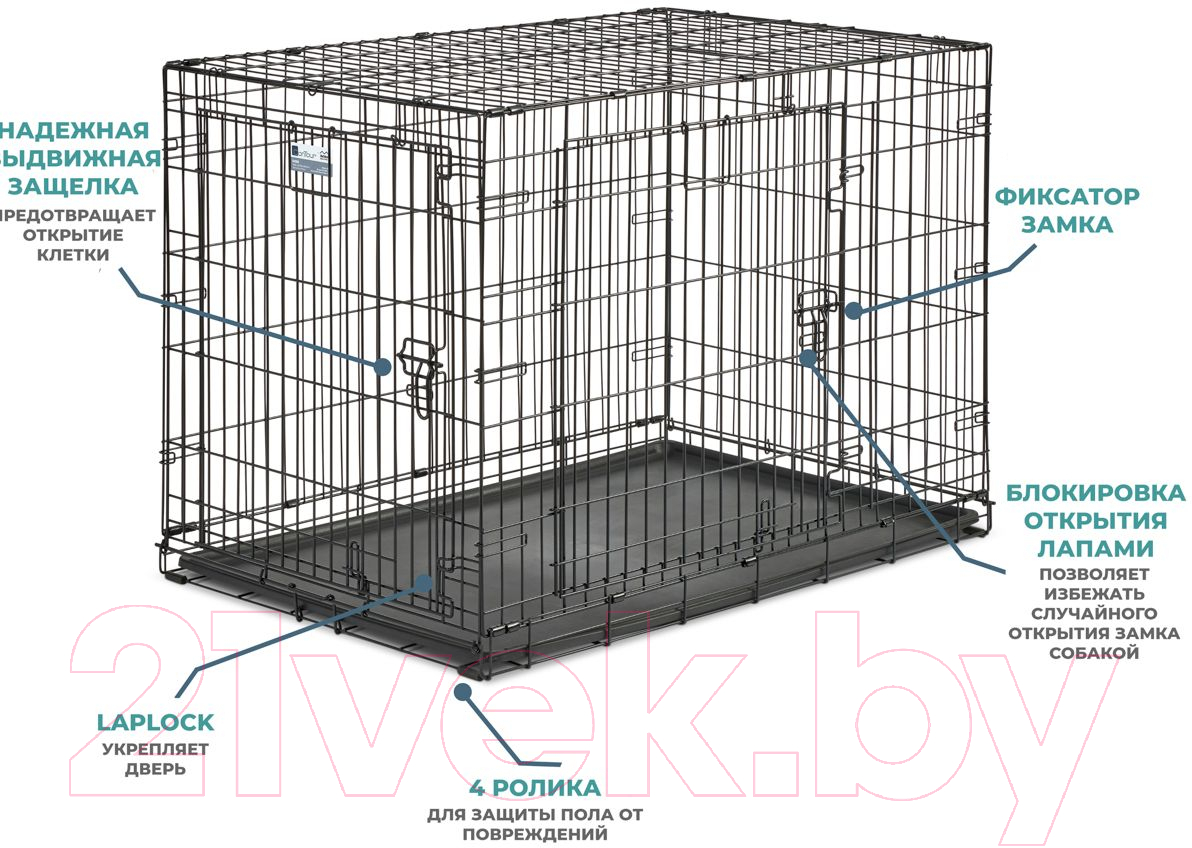 Клетка для животных Midwest Contour для собак 2 двери / 842DD