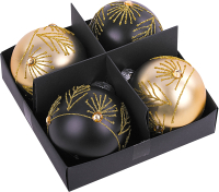 Набор шаров новогодних Золотая сказка Yin-Yang / 591995 (4шт, черный/золото) - 