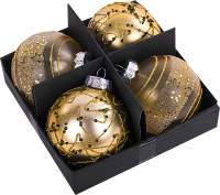Набор шаров новогодних Золотая сказка Constellation / 591996 (4шт, золото/узор) - 