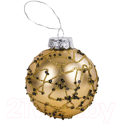 Набор шаров новогодних Золотая сказка Constellation / 591996 (4шт, золото/узор)