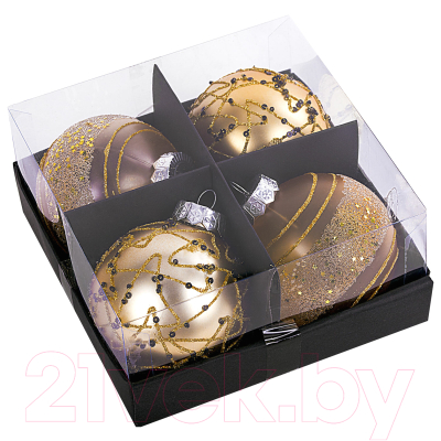 Набор шаров новогодних Золотая сказка Constellation / 591996 (4шт, золото/узор)