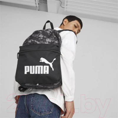 Рюкзак спортивный Puma Phase AOP Backpack / 07804610 (черный/серый)