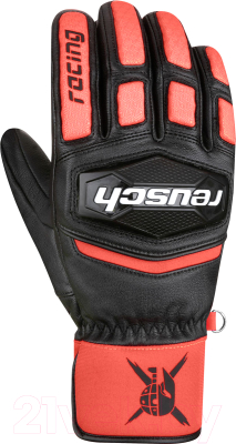 Перчатки лыжные Reusch Worldcup Warrior GS Junior / 6271111-7809 (р-р 6, Black/Fluo Red)