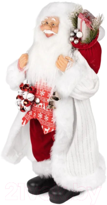 Фигура под елку GrandSiti Дед Мороз в белой шубке и красной жилетке / 181781-45