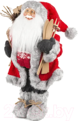 Фигура под елку GrandSiti Дед Мороз в красной шубке с лыжами и подарками / 21831-30