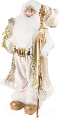 Фигура под елку GrandSiti Дед Мороз в золотой шубке с подарками и посохом / 21838-45