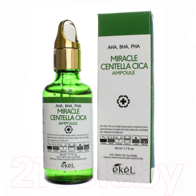 Сыворотка для лица Ekel Miracle Centella Cica Ampoule AHA, BHA, PHA Green (50мл)