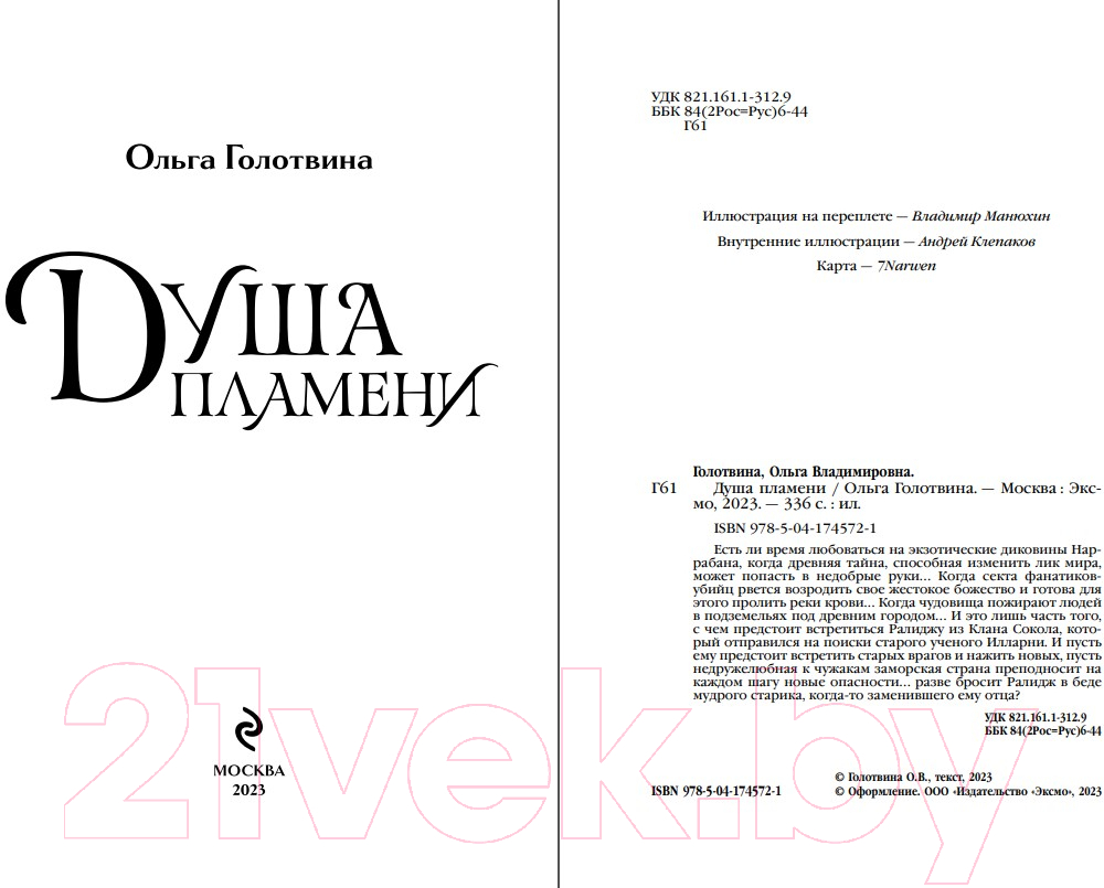Художественная книга Эксмо Душа пламени / 9785041745721 (Голотвина О.В.) — фото 3