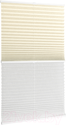 Штора-плиссе Delfa Basic Walnut СПШ-3402/1102 Basic Transparent (48x160, кремовый/белый)