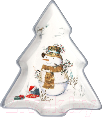 Блюдо Доляна Рождественский снеговик / 6249523 (белый)
