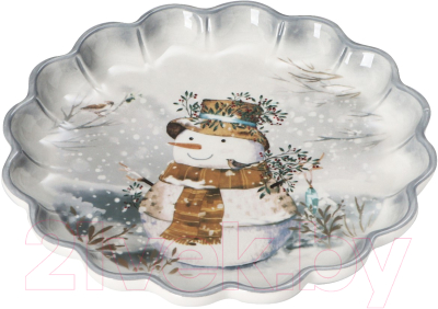 Блюдо Доляна Рождественский снеговик / 6249528 (белый)