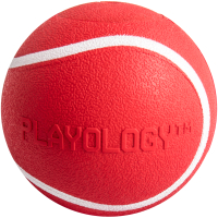 Игрушка для собак Playology Squeaky Chew Ball / P300710 (с ароматом говядины, красный) - 