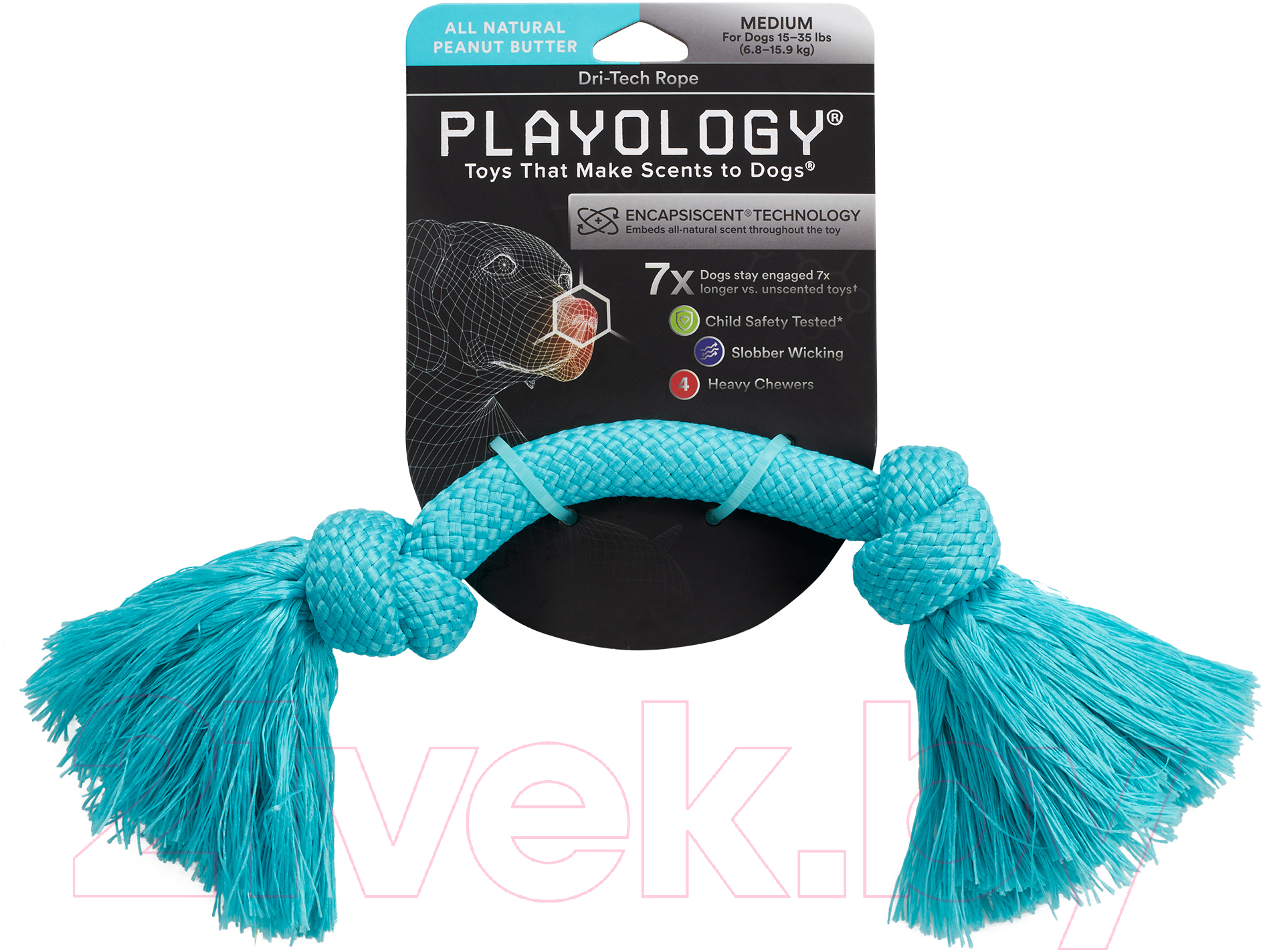 Игрушка для собак Playology Dri-Tech Rope / P3000821 (с ароматом арахиса, средний, голубой) — фото 2