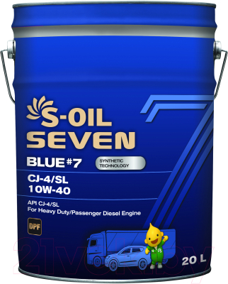 Моторное масло S-Oil Seven Blue №7 CJ-4/SL 10W40 / E107867 (20л)