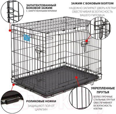 Клетка для животных Midwest Life Stages для собак 77.9x49x54.5см / 1630DD (2 двери,черный)