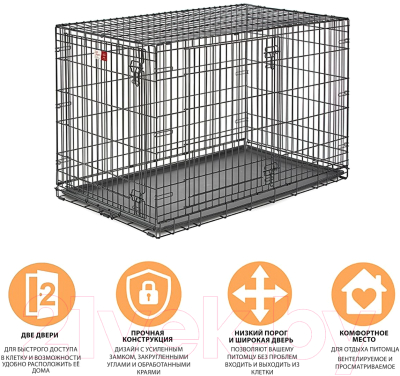 Клетка для животных Midwest Life Stages для собак 2 двери / 1648DD (124x79x82см, черный)