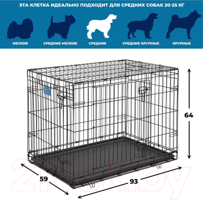 Клетка для животных Midwest Life Stages для собак 93x59x64см / 1636DD (2 двери, черный)