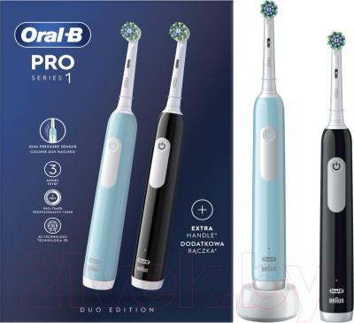 Набор электрических зубных щеток Oral-B Pro 1 (черный, синий)
