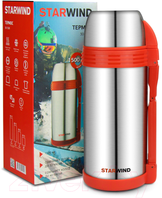 Термос универсальный StarWind 30-1500 (серебристый/красный)