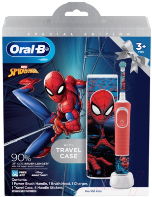 Электрическая зубная щетка Oral-B D100k Spiderman Gift Pack D100.413.2KX
