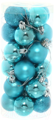 Набор шаров новогодних Серпантин Микс фактур 201-0629 4см (24шт, голубой)