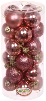 Набор шаров новогодних Серпантин Микс фактур 201-1318 4см (24шт, розовое золото) - 