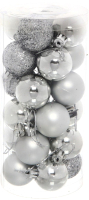 Набор шаров новогодних Серпантин Микс фактур 201-0625 4см (24шт, серебристый) - 