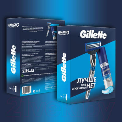 Набор для бритья Gillette Станок M3 Turbo + Гель для бритья масло какао (200мл)