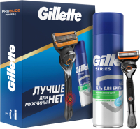 Набор для бритья Gillette Станок Power + Гель для бритья ЧК Алоэ (200мл) - 