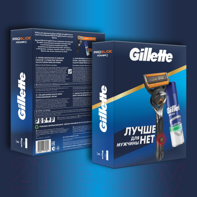 Набор для бритья Gillette Станок Power + Гель для бритья ЧК Алоэ (200мл)